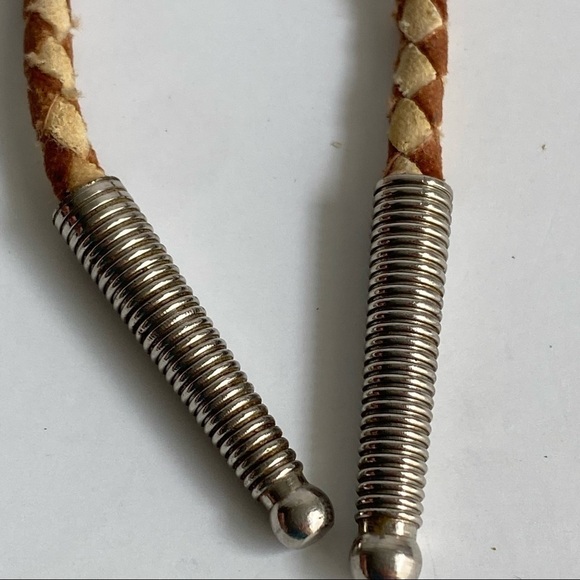 Vintage Agate Bolo Tie Western Southwest Rockabilly Cowboy Brown Red Unisex Mens - Picture 5 of 11